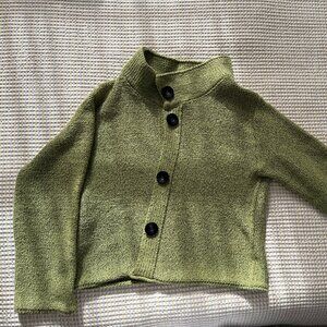 Habitat Women’s Size M Button Up Cardigan Sweater Green Cotton Knit Jacket